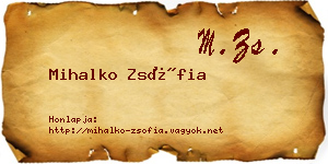 Mihalko Zsófia névjegykártya